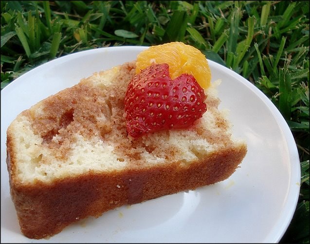 orange cake with a cinnamon sugar glaze